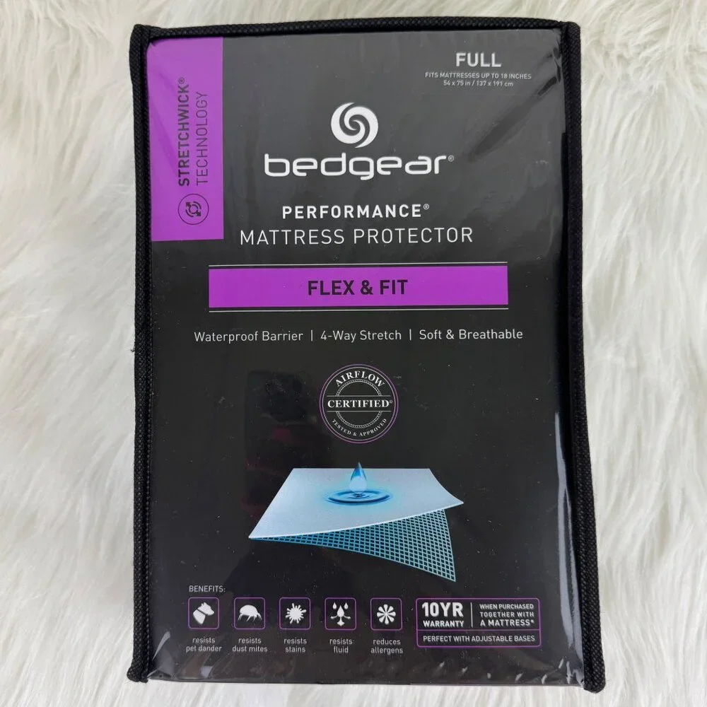 NEW Bedgear Full Size Performance Mattress Protector Cover Flex & Fit